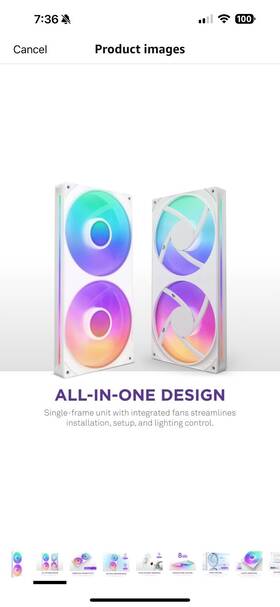 Rf-u28hf-w1 Nzxt F280 Rgb Core 280mm Led Single-frame Fan Unit