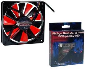 Ph-78305 Phobya Nano-2g 12 Pwm Silent 1500rpm Red Led Double Blade 120x120x25mm 78305