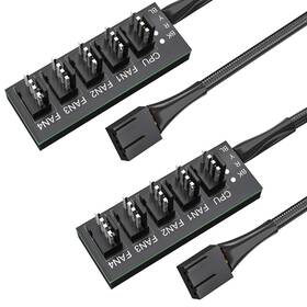 Rfadapter 744306796969 Pwm Fan Hub 2 Pack Pc Splitter 5 Way Sleeved Power Supply Cable Adapter