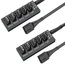 Rfa0651 Rfadapter Pwm Fan Hub 2 Pack Pc Splitter 5 Way Sleeved Power Supply Cable Adapter In