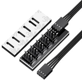 Rishten 719704604932 Pwm Fan Hub Pc Cpu Cooling 4 Pin/3pin Power Cable Splitter 1 To 5 Way Splitt