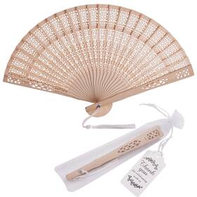 Sl Crafts Msdktdls 50 Sets Wooden Hand Fan Wood Handheld Folding Fans With Organza Bags And Than