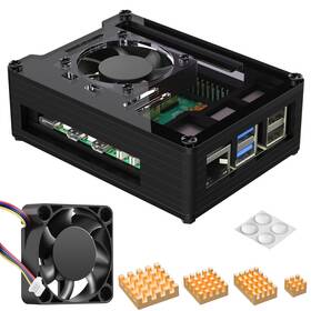 Smraza 744759091963 Case For Raspberry Pi 5 With Fan 4pin Cooling 40mm And 4pcs Copper Heatsinks