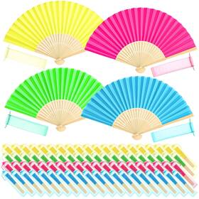 Dk-jekd-9673 Tatuo 80 Pcs Hand Fans Bamboo Silk Folding Handheld Foldable M