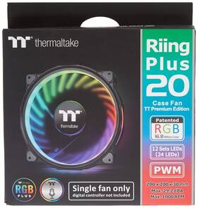 Thermaltake 841163001981 Riing Plus 20 Led Rgb Case Fan High Airflow Radiator 12 Volts 200mm