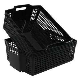 Tstorage 769891069625 Large Storage Basket Stackable Open Bin Black Pack Of 2 F
