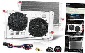 Laqc-auto-0150 Tsukiauto 3 Row Core Aluminum Cu951 Radiator Assembly 2 X 12 Inch Fan With Shroud