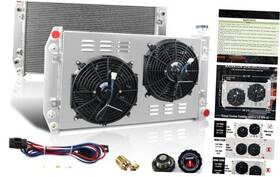Laqc-auto-0170 Tsukiauto 4 Row Core Aluminum Cu951 Radiator Assembly 2 X 12 Inch Fan With Shroud