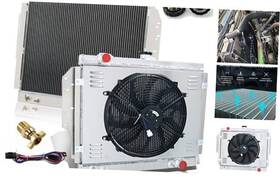 Laqc-auto-0704 Tsukiauto 4 Row Core All Aluminum Radiator 16 Inch Fan Shroud Thermostat Compatible With