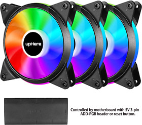 Up Here 5v 3-pack 120mm Silent Pwm Intelligent Control Addressable Rgb Fan Mot