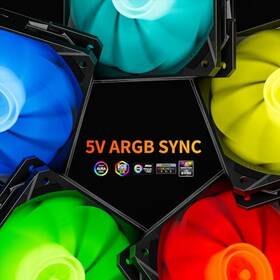 Uphere 008678243590 120mm Black Argb Computer Case Fans 5-pack High Performance Cooling