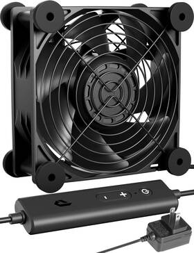 D1k1-us Uphere 12v 120mm Muffin Fan 5-speed Adjustable - Dual Ball Bearing Black 1