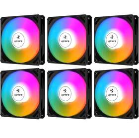 Nk1206-5-us Uphere 6-pack 120mm Led Pc Cooling Fans Argb Sync/rc Controller Black