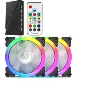 Vetroo 609015786642 120mm Argb Cooling Case Fans 3-pack Black Set Quiet Sync Aura Addressable