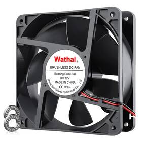 12038b12v2p2.5 Wathai 120mm X120 X 38mm 12v 2pin Dual Ball 12cm Industrial Cooling Fan High Air