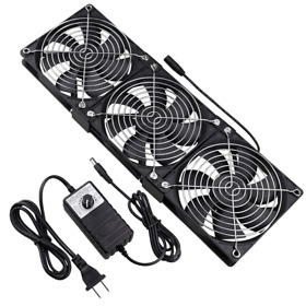 Wathai Dual Ball 3 X 120mm Dc 12v Big Airflow Fan With 110v 240v Ac Speed