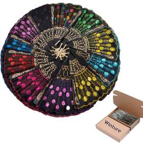 8541855835 Winture 10 Pcs Peacock Hand Fans Spanish Folding Fan Flower Dancing Summe