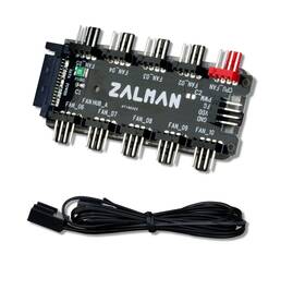 Zalman 823884202595 10-port Pwm Fan Hub Splitter For 4-pin And 3-pin Non-pwm Fans 12v Sata Conn