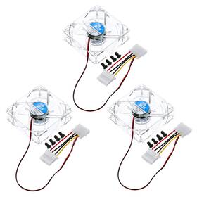 Zaplyte 632702226305 3pcs Clear Computer Case Fan 1800rpm 80mm 4 Pin Blue Led 12v With 12 Screws