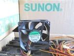 Sunon EE80251B2-000U-G99, 80MMX25MM-3PIN Tach Sensor, Mid-speed 2900RPM, 37CFM. Fixed Price $13.95.