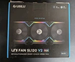 Lian Uni Fan SL120 V2 Rgb 120MM 28MM Black Case 3-PACK. Fixed Price $75.00.