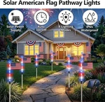 Solar American Pathway Lights W/ 6/8 Usa Flags Stars 4TH Of July Decoration. Fixed Price $62.96.