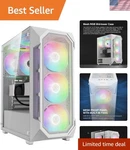 Elegant Argb Mid Tower Case With 4 Built-in Fans For Stunning Gaming Builds. Fixed Price $76.49.
