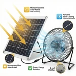 Solar Powered Camping Fan Portable 8" Ventilator Exhaust Greenhouse Pet Cool. Fixed Price $33.99.