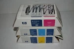Hewlett Packard 80 Designjet C4874A, C4846A, C4848A Ink Cartridges (#1655). Fixed Price $93.50.