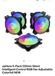 Uphere 5-PACK 120MM Silent Intelligent Control Rgb Fan Adjustable Colorfull New. Fixed Price $42.99.