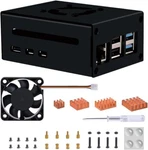 Aluminum For Raspberry Pi 5 Case With 4010 Pwm Large Fan And 4PCS Pure Copper. Fixed Price $16.09.