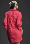 Anthropologie Long-sleeve Embroidered Buttondown Mini Dress Sz Pink(med) $198. Fixed Price $58.99.