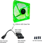 Apevia CF12SL-UGN 120MM 4PIN Molex + 3PIN Motherboard Silent Green Led Case Fan. Fixed Price $6.99.