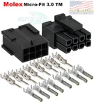 Molex (8 Circuits) & Female Housing W/ Pins 20-24 Awg Micro-fit 3.0. Fixed Price $10.29.