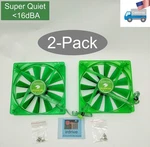 2PACK: New Evercool Quiet 16DBA Green 140MM 3PIN Pc Case Cooling Fan EGF-14. Fixed Price $23.99.