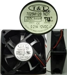 New 2.4"X1INCH 70MM*25MM Ball Bearing Fan T&t 7025M12B-ND1 12VDC/12V 2WIRE 29CFM. Fixed Price $10.99.