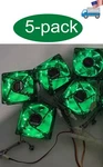 5-PACK: New 80MM Green Led 3PIN Cooling Fan Array Kit For Open Mining/gaming Pc. Fixed Price $29.00.