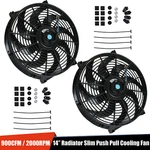 2X 14" Universal Slim Fan 900 Cfm Pull Electric Radiator Cooling DC12V Mount Kit. Fixed Price $40.99.