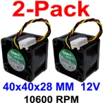 Nidec 12V 0.29A 40X40X28MM Case Fan 3PIN Speed Sensor (2-PACK). Fixed Price $12.50.