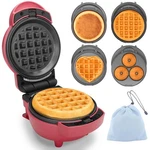 Bakers Friend 4 1 Mini Waffle Maker Removable Plates Pancake Donut Red. Fixed Price $46.01.