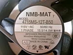 Nmb-mat 4715MS-12T-B50 Fan 115 Vac, 15.5/14.5W, Phase, (sold Per Carton). Fixed Price $89.00.