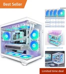 Innovative White Atx Pc Case: 6 Fans, Tempered Glass & Advanced Cooling Tech. Fixed Price $128.99.