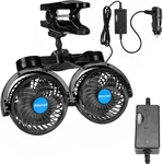 12V Car Clip Fans, Adjustable Dual Head 360 Rotatable Cooling Black. Fixed Price $42.29.