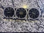 Raidmax Set Of 3 Black Plastic Fans With 4-PIN Connector For Computer Cases. Fixed Price $15.00.