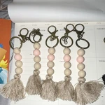 Beaded Tassel Chain Keyring, Beige/pink, Metal & Fabric, Unisex. Fixed Price $9.99.