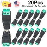 20PCS Male+female Dc Power Jack Connector Adapter Plug 2.1 X 5.5MM For Cctv Us. Fixed Price $6.99.