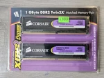 New 1GBYTE(X2 512MB) TWIN2X Corsair CM2X512-8500 J95. Fixed Price $30.00.