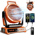 20000MAH Camping Fan Rechargeable Portable With Remote Led Lights & 4 Speeds. Fixed Price $26.99.