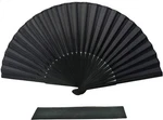 Fansof.fans Black Silk Fabric Folding Hand Held With Pouch Bamboo. Fixed Price $10.21.