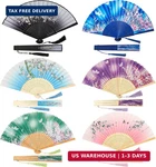 Barydat 6 Pcs Folding Hand Fans For Line Dancing Foldable Chinese Women. Fixed Price $21.58.